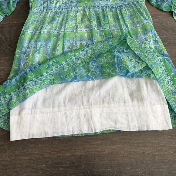 Gretchen Scott Borderline Dress Blue Scarfy Lined Medium Coquette Cottagecore - Picture 9 of 11